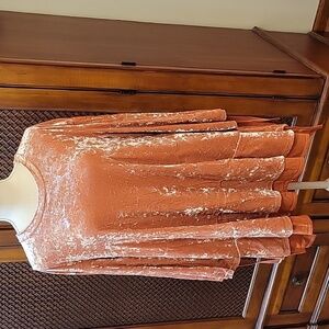 HAH Hot As Hell | Pink Crushed Velvet Bell Sleeve Mini Dress Pockets - Small